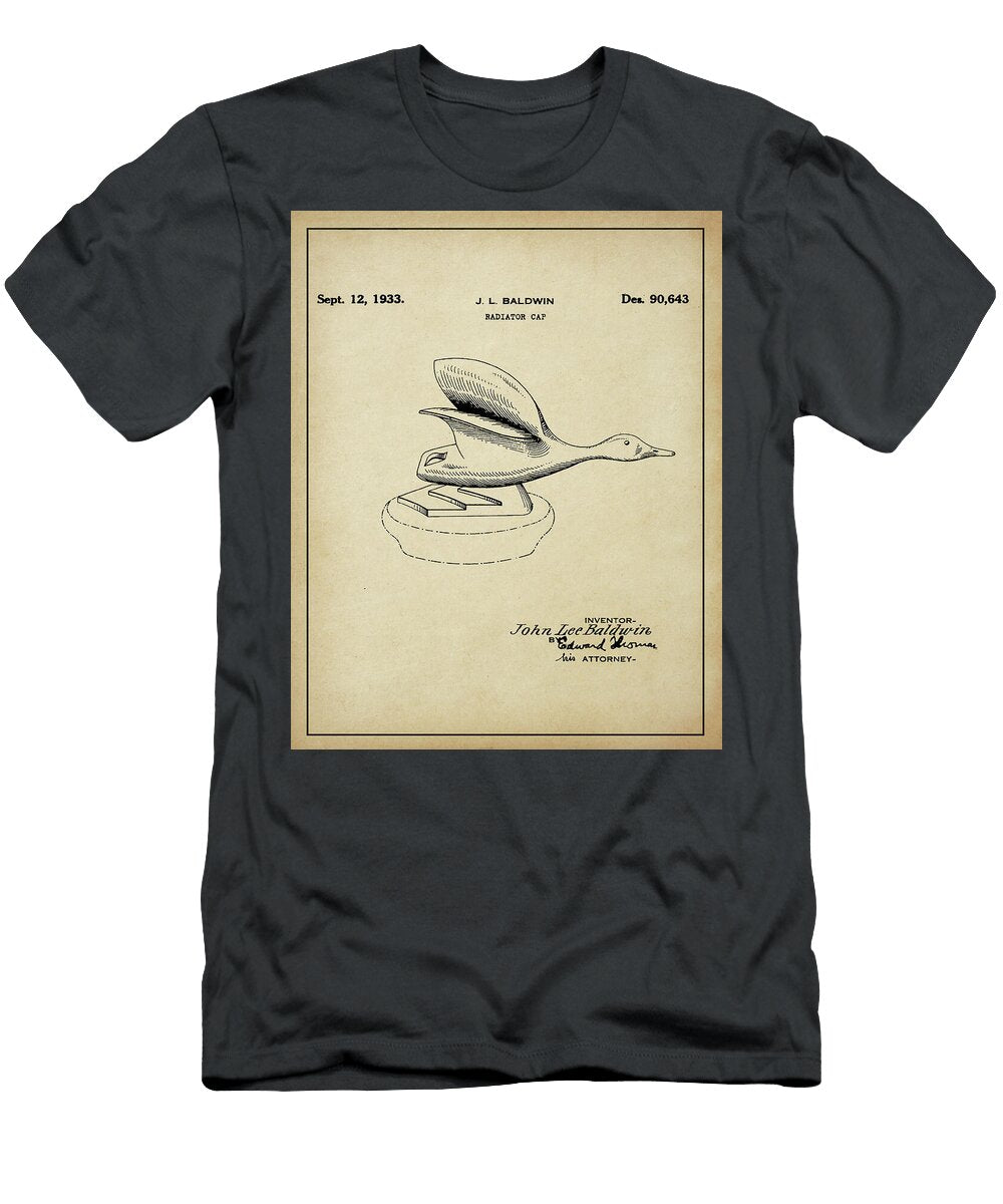 Vintage 1933 Flying Bird Radiator Cap Patent Dale Kincaid T-Shirt